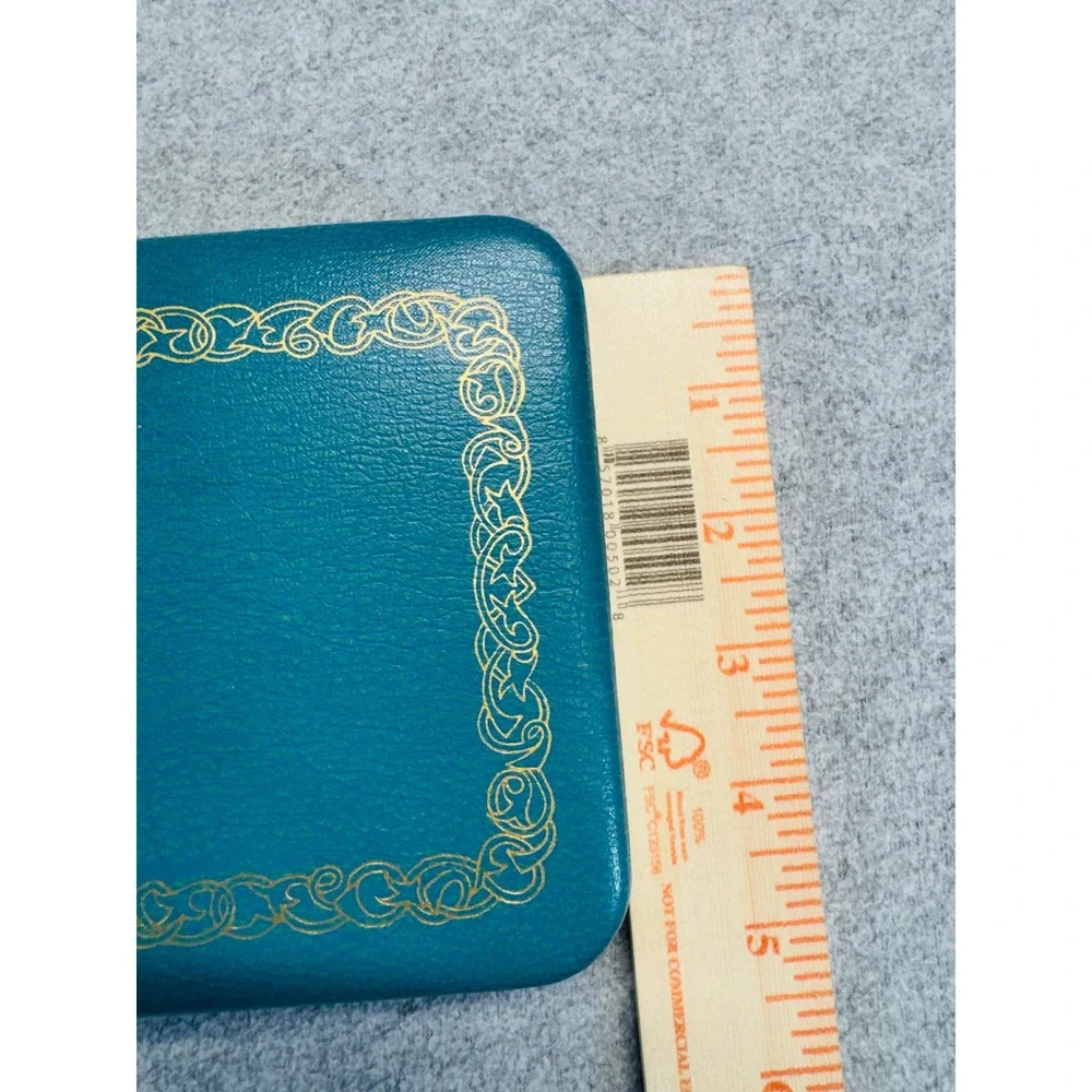 Vintage Farrington Jewelry Box Teal Blue Pink‎ Satin Mid Century Vanity Case
